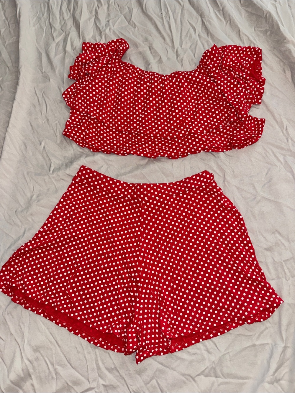 Boohoo Red Polka Dot High-Waist Women’s Shorts